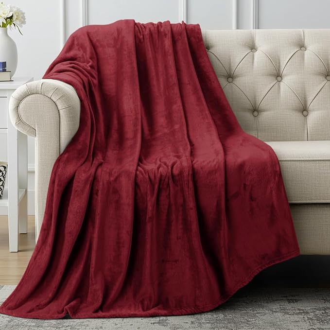 Utopia Bedding Fleece Blanket Throw Size Burgundy 300GSM Luxury Anti-Static Fuzzy Soft Microfiber Blanket for Couch, Sofa and Bed (60x50 Inch)