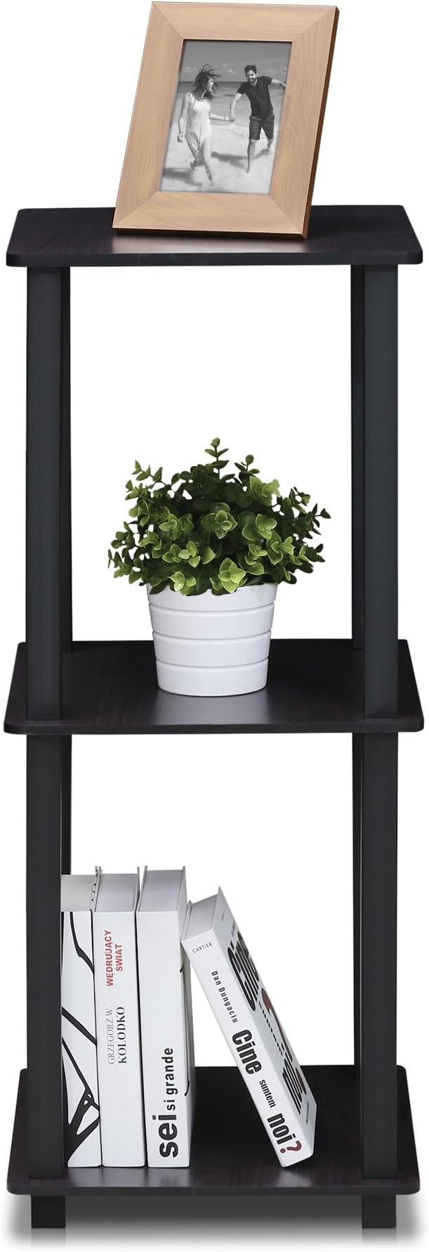 Furinno SIMPLISTIC Side Table Set of 2, 2-Tier End Table, Nightstand, Night Stand, Bedside Table, Easy Assembly, for Living Room, Bedroom, Dark Walnut