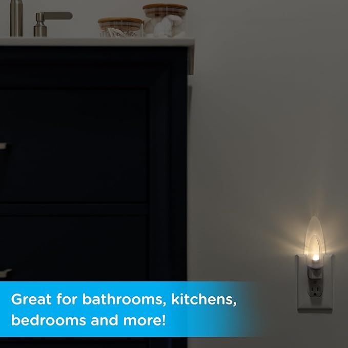 Lights by Night LED Night Light, Plug-in, Dusk to Dawn Sensor, Warm White, UL-Certified, Energy Efficient, Ideal Nightlight for Bedroom, Bathroom, Nursery, Hallway, Kitchen, 11375