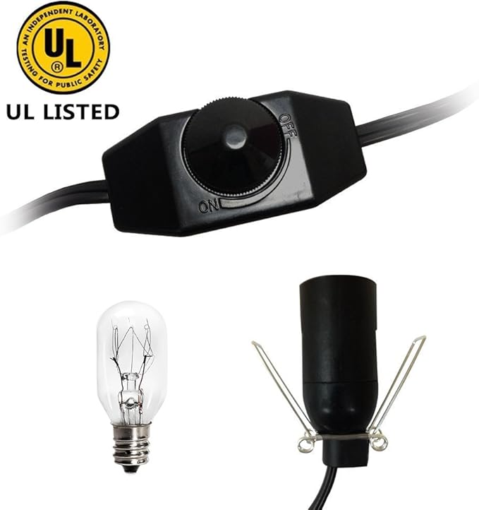 haraqi Himalayan Salt Lamp Cord and Bulb with Dimmer Switch,Original Replacement Cord Bulb for Salt Rock Lamps, 6ft Cord