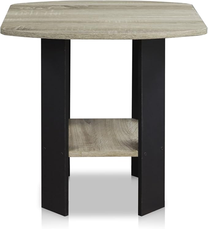 Furinno Simple Design End Table, 2-Pack, French Oak Grey/Black