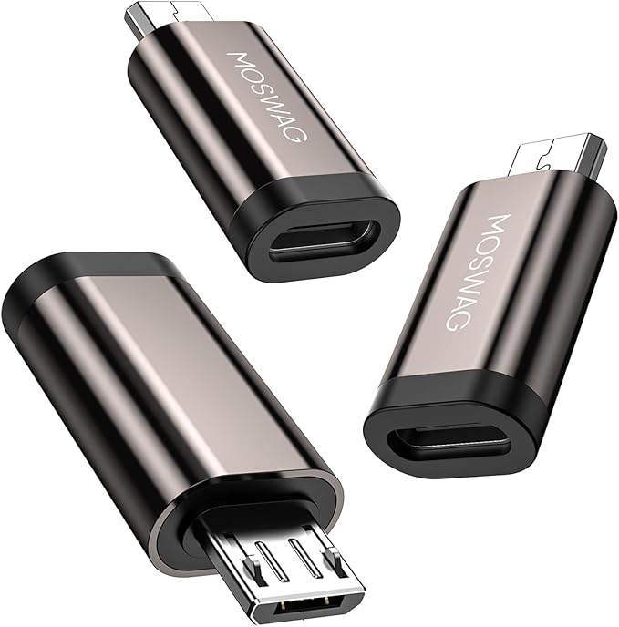 MOSWAG USB C to Micro Adapter (3 Pack) USB Type C Female to Micro Adapter, Type C to microadapter for Samsung Galaxy S7 Edge, S6, S6 Edge