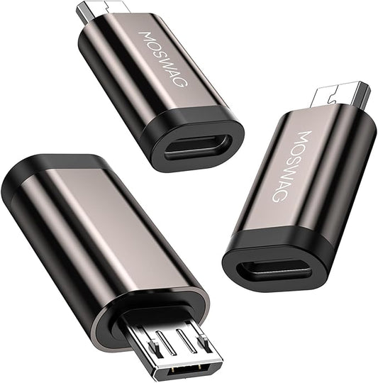 MOSWAG USB C to Micro Adapter (3 Pack) USB Type C Female to Micro Adapter, Type C to microadapter for Samsung Galaxy S7 Edge, S6, S6 Edge