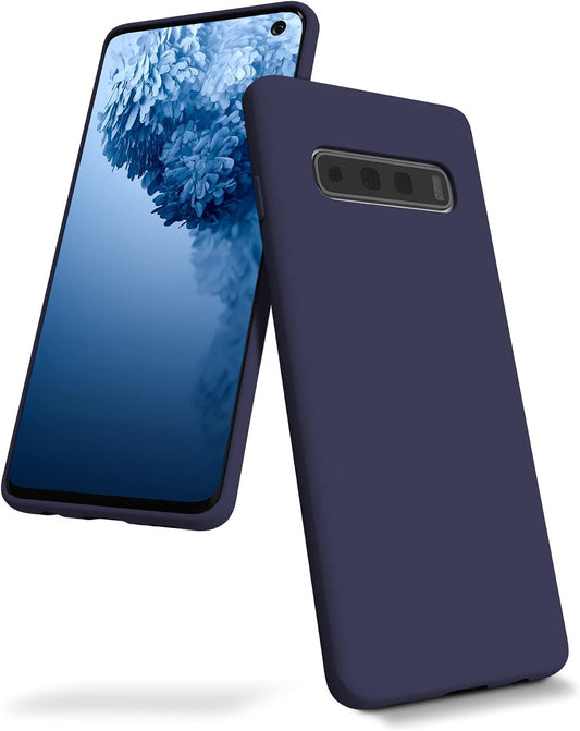 GOOSPERY Liquid Silicone Case for Samsung Galaxy S10 Plus, 6.4 inch Jelly Rubber Bumper Case, Blue Navy