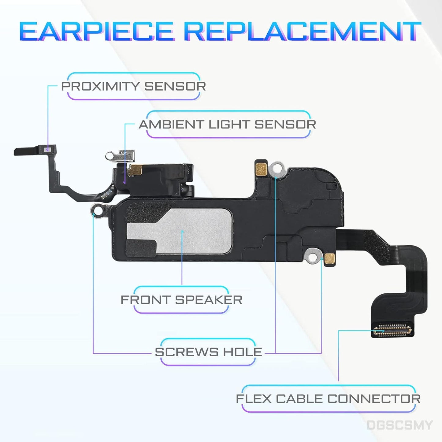 for iPhone 12 Pro Max Earpiece Front Speaker Replacement Repair Kit, OEM Ear Module Part with Ambient Light Sensor