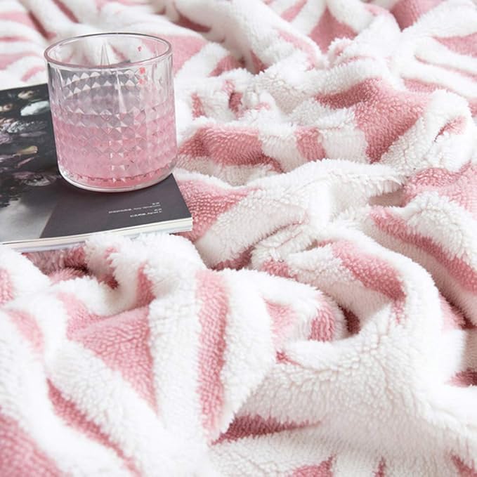 LOMAO Sherpa Fleece Blanket Fuzzy Soft Throw Blanket Dual Sided Blanket for Couch Sofa Bed (Pink, 90''x110'')