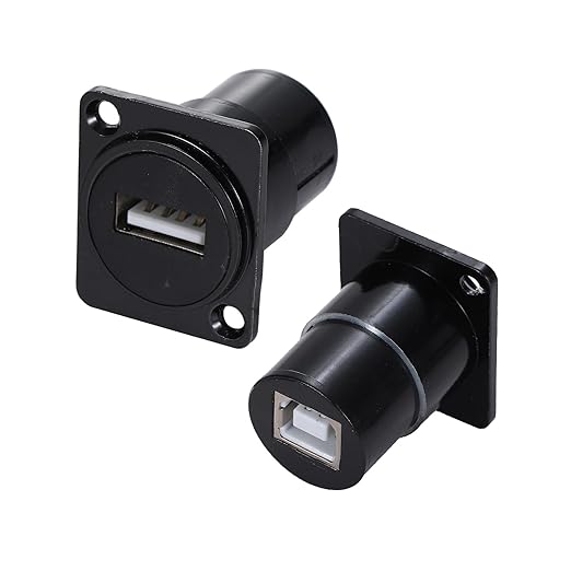 2PCS Panel Mount USB A to USB B Connector for Printer, D Type Female USB 2.0 Scanner Converter Adapter for HP, Canon, Dell, Epson, Lexmark, Xerox and More