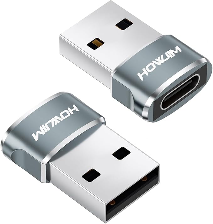 USB to USB C Adapter 2Pack,USB2.0 Fast Charging 480Mbps Data Transfer,Type-C Female to USB2.0 Male OTG Adapter,USB C Charger Connector for M-acBook,Pad,Phone15 16 17,A-pple Watch,A-irpods,G-alaxy Gray