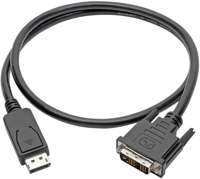 Tripp Lite DisplayPort to DVI-D Adapter Converter Cable DP with Latches, M/M 1080p @ 60Hz 3ft 3' (P581-003), black