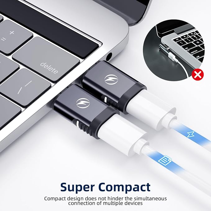 USB C Magnetic Adapter 240W, (2 Pack) Magnetic USB C Adapter 24 Pin Straight with USBC 4 40Gbps 8K 60Hz Video for iPhone 15/16 Series, Thunderbolt 3/4, MacBook Pro/Air and More Type C Devices