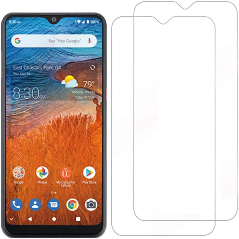 for Consumer Cellular ZMax 10 /ZTE Z6250 Tempered Glass Screen Protector [2-Pack], Flexible Soft TPU Case