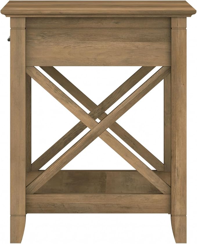 Bush Home End Table with Drawer, Nightstand with Storage, Living Room and Bedroom Furniture, Key West Collection, Reclaimed Pine
