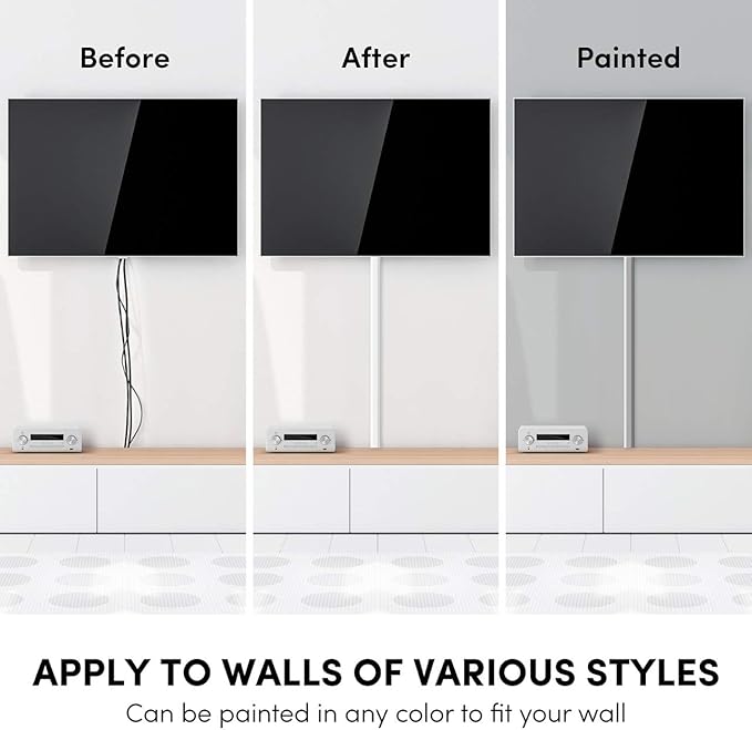 Cord Covers for Wires on Wall - 150in Cable Management Cable Hider - Cord Hiders for TV On Wall - Paintable Cable Concealer - Wire Covers for Cords - 10X (L16 x W0.95 x H0.5) - Medium | Black