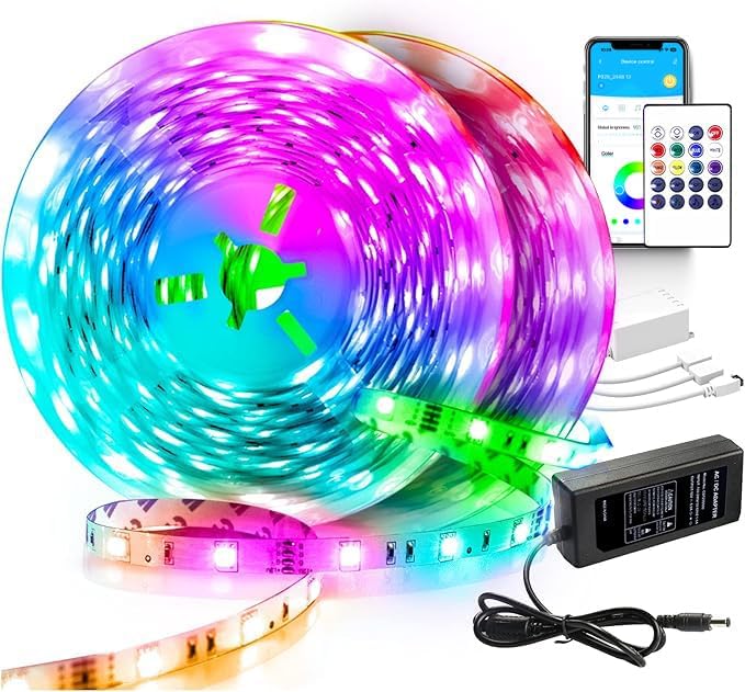 VOLIVO Led Strip Lights 200 FT, RGB App Controlled Bluetooth Led Light Strip Sync with Music, Color Changing Lighting for Bedroom, Home Decoration