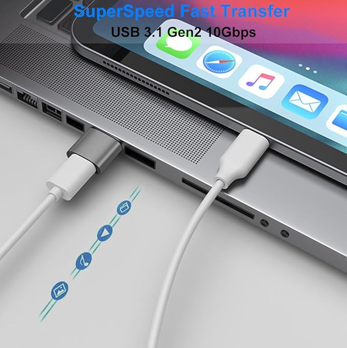 USB to USB C Adapter, Type C to USB 3.1 Adapter 10Gbps Compatible with iPhone 17 16 15 14 13 12, Samsung Galaxy S25 S24 S23 S22 S21, MacBook, PC, Laptop (Grey)