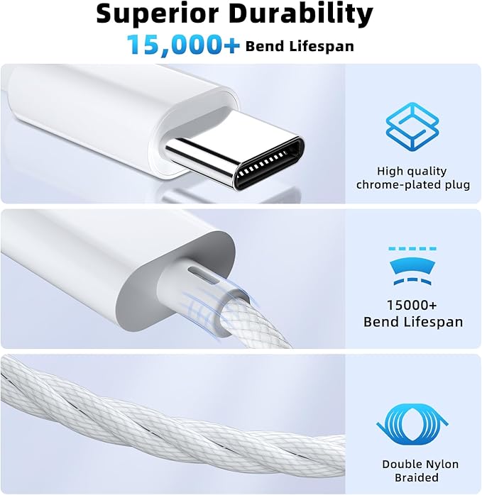 Vcddom 2 Pack Lightning to USB C Adapter, USB Type C Male to Female Lightning Adapter with Fast Charge Data Transfer for iPhone 17/17 Pro/16, iPad Pro, iPad Air 6/5, Galaxy S25/S24 (Not for Audio)