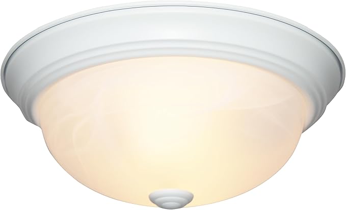 DESIGNERS FOUNTAIN Reedley 2-Lights Flush Mount Ceiling Light, 13 Inch Lighting Fixture for Kitchen, Bedroom, Bathroom, and Hallway, White Alabaster Glass, White, 1257M-WH-AL