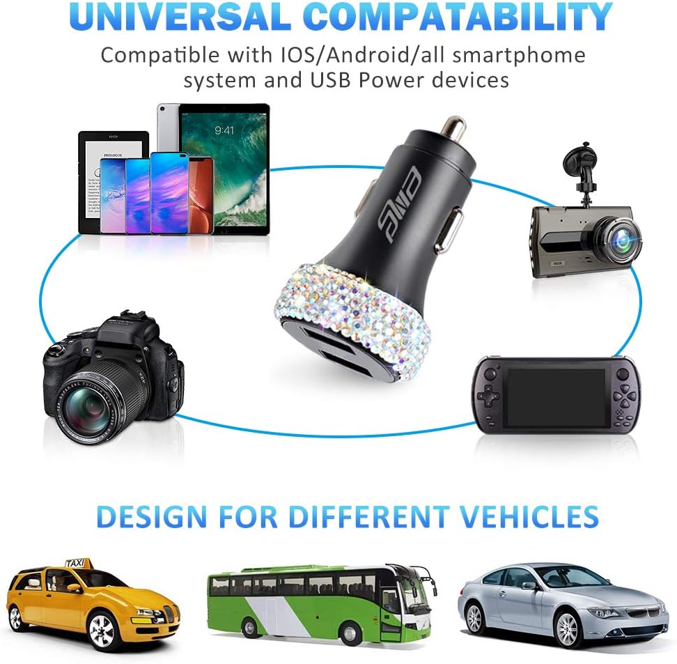 Dual USB Car Charger Quick Charge 3.0 - Fast Charging Adapter Compatible for iPhone 11/11 Pro/Max and Samsung S10