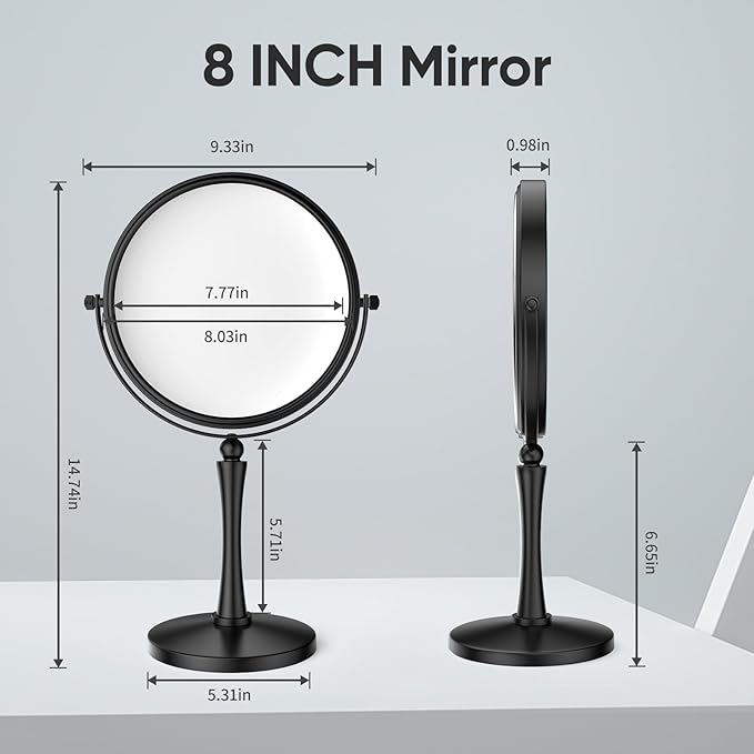 Nicesail 8' Desk Vanity Mirror, Double-Sided with 1X/7X Magnification, Makeup Mirror for Home, Hotel, Desktop