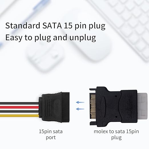 Duttek Molex to SATA Power Adapter, SATA Male to 4Pin Female Power Adapter Converter Connect for Hard Drives (2 Pack)