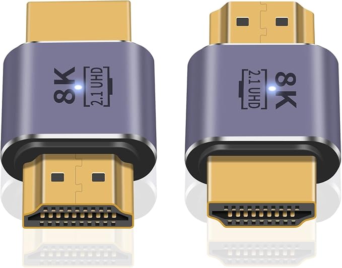 Poyiccot HDMI Male to Male Adapter 8K, 2-Pack 48Gbps UHD HDMI 2.1 Extender Coupler Converter Extension Connector (8K@60hz,4K@120Hz) Compatible with Video 3D HDTV, Switch, Xbox,PS5, Xbox