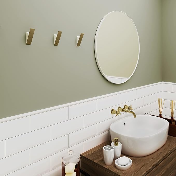 Homeforia Gold Wall Coat Hooks, High End White Wood & Gold Metal Wall Mounted Clothing Hook, Mid-Century Modern Clothes Hooks, Heavy Duty Wooden Hook for Hanging Coats, Hats, Towels & More, Set of 6
