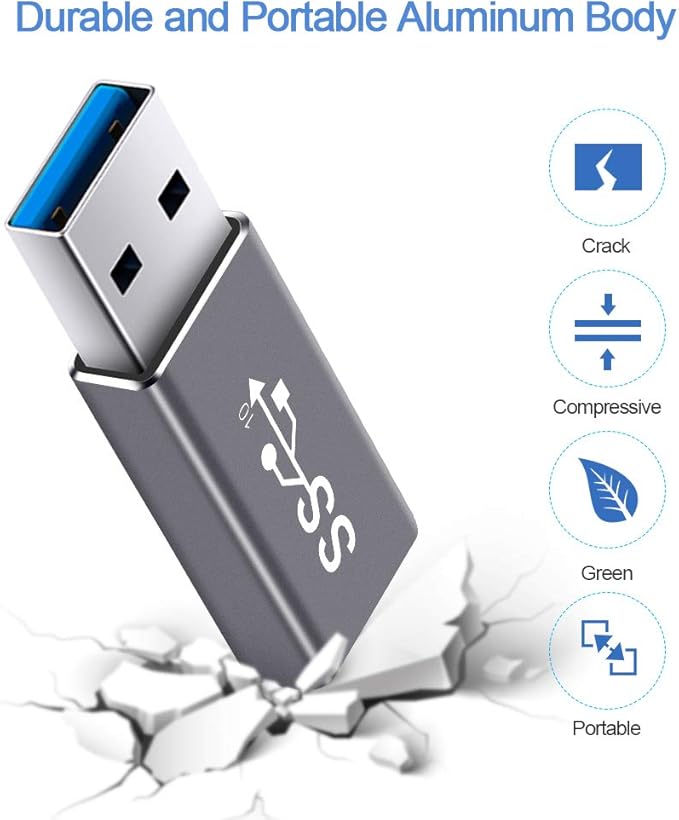 ELECTOP Updated USB 3.1 GEN 2 Male to Type C Female Adapter (2 Pack), Support Double Sides 10Gbps Charging & Data Transfer, USB A to USB C 3.1 Converter for PC, Laptop, Charger, Power Bank, Quest Link