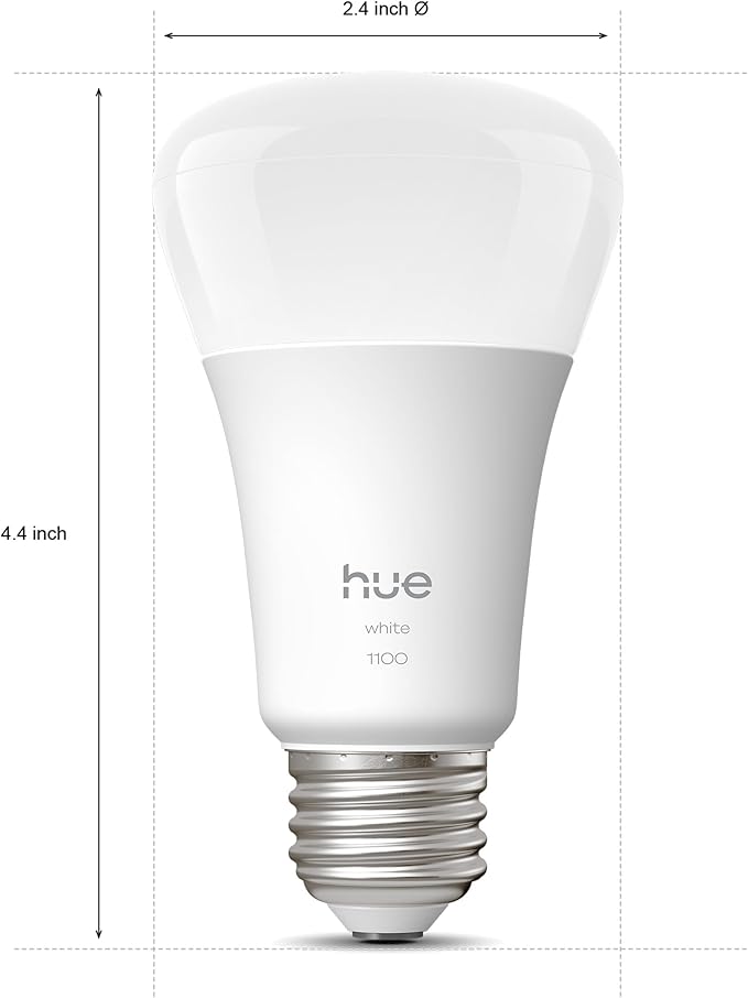 Philips Hue Smart LED A19 Bulb, Warm White Light 2700K, E26 Base, 10.5W, 1100 Lumens, Dimmable, Works with Alexa, Google Assistant, and Apple Home, 1 Pack