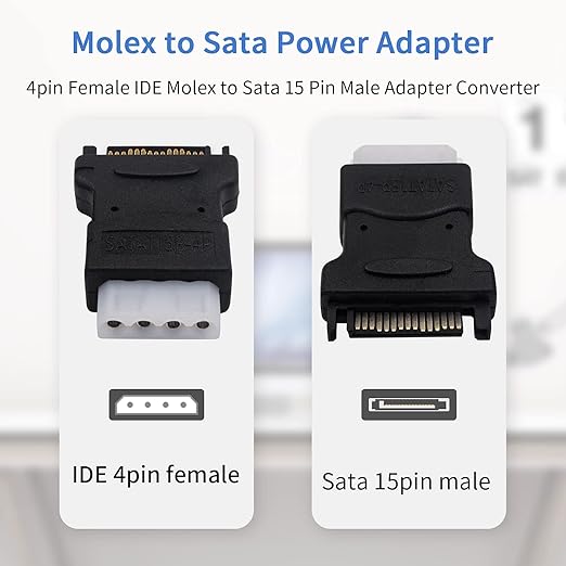 Duttek Molex to SATA Power Adapter, SATA Male to 4Pin Female Power Adapter Converter Connect for Hard Drives (2 Pack)