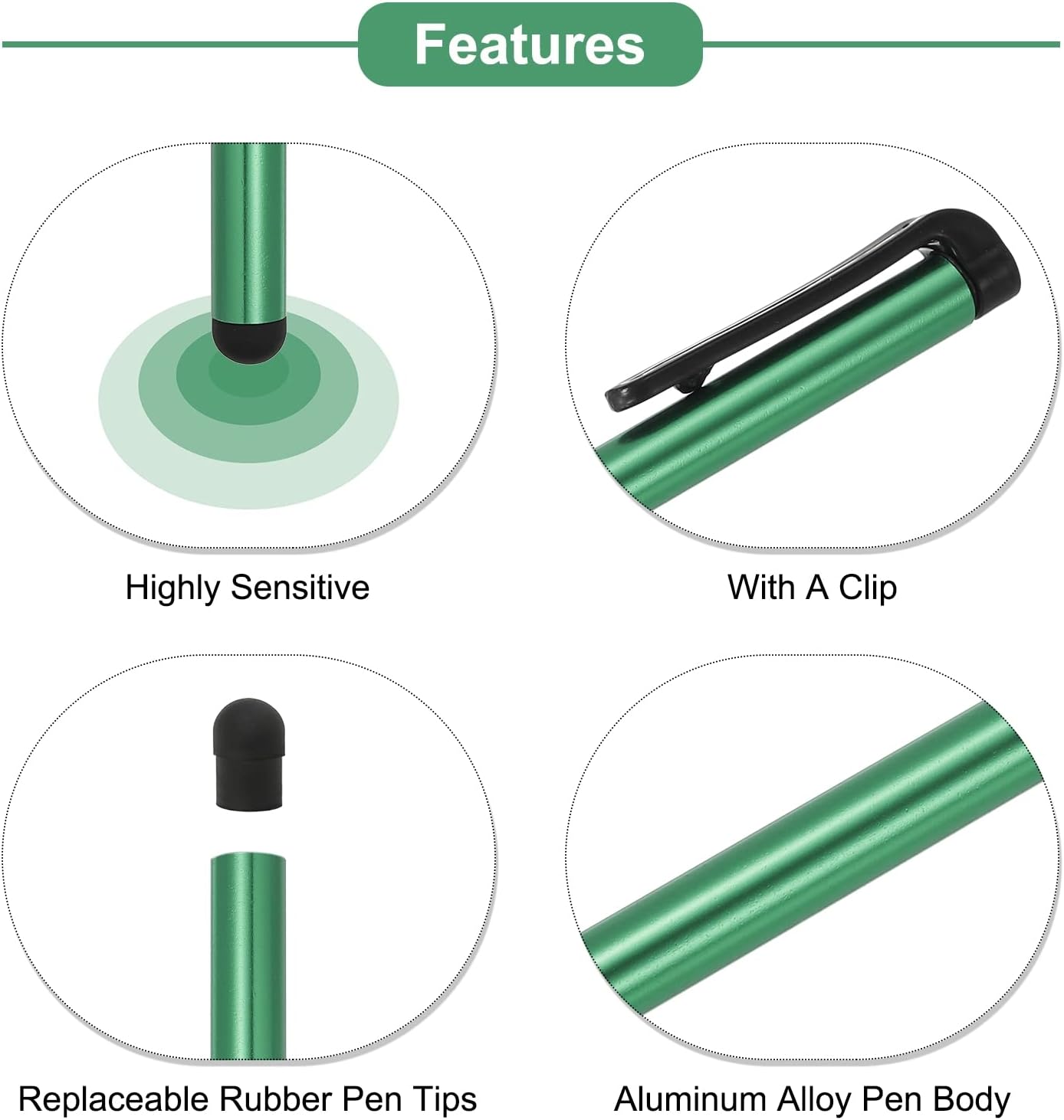 MECCANIXITY 5pcs Universal Capacitive Stylus Pens for Touch Screens, Black, Gold, Purple, Red, Green