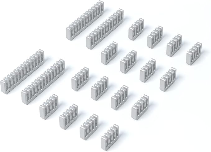 SIRLYR PSU Cable Combs,Pearlescent Paint Computer Wire Organizer,Extension Cables Comb for PC Cable Management 20 Pieces Set = 24 pin x 4, 8 pin x 16 for 3 mm/0.11In up to 3.5 mm/0.13 in Silver
