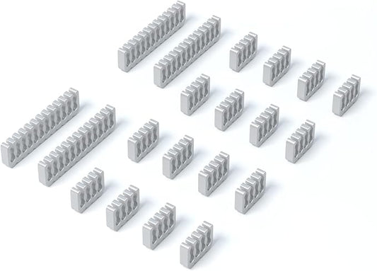 SIRLYR PSU Cable Combs,Pearlescent Paint Computer Wire Organizer,Extension Cables Comb for PC Cable Management 20 Pieces Set = 24 pin x 4, 8 pin x 16 for 3 mm/0.11In up to 3.5 mm/0.13 in Silver
