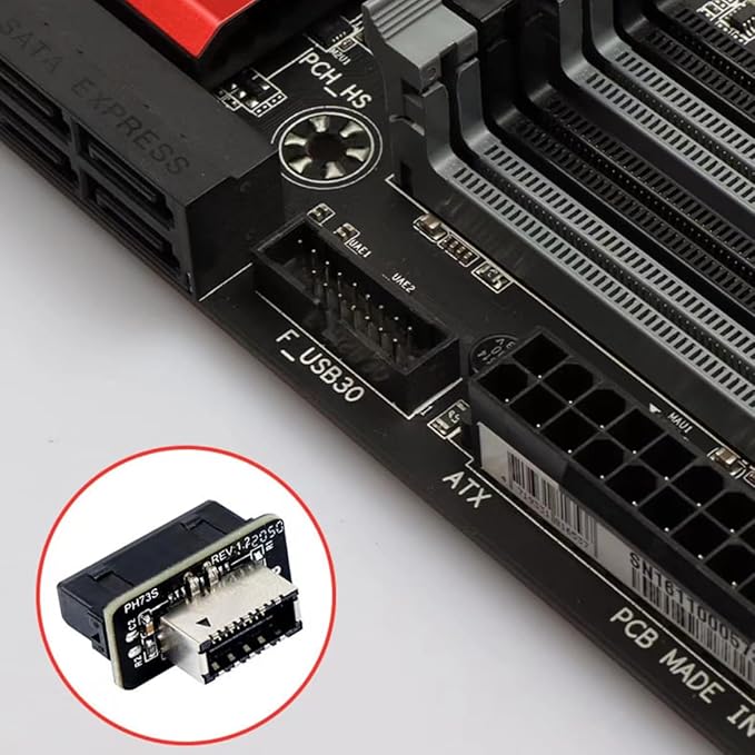 USB Front Panel Adapter USB 3.0 Front 19PIN to 3.1 Type C Front Panel Header Type E Adapter 20 to 19 Pin Expansion Card