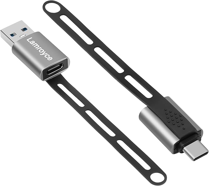 USB-C to USB Adapter 2 Pack, Portable 1*USB A 3.0 Male to USB C Female & 1*USB C 3.1 Male to USB A Female OTG Converter Connector, with Lanyard Keychain, Supports fast charging & 5Gbps Data Transfer