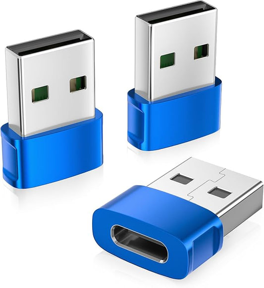 Basesailor USB to USB C Adapter 3Pack,Type C Female to A Male Car Charger USBC Cable Converter for iPhone 17 17e 16 16e 15 Pro Max Plus,Apple Watch 11 SE/Ultra 3,Airpods Pro 3,iPad Air,Galaxy S26 A56