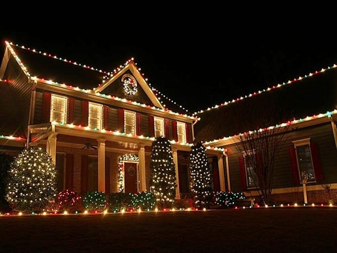 Novelty Lights 25 Feet 25 Light C9 Ceramic Style LED String Lights, Multicolor, Pre-Lamped Christmas Lights on Green Wire, UL Listed Indoor/Outdoor, Connectable End-to-End