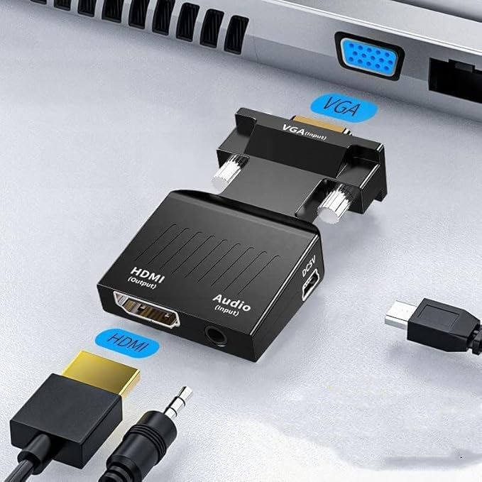 VGA to HDMI Adapter Converter with Audio AUX Cable 1080P 60Hz Resolution with Audio Support for Computer, PC, Laptop, Monitor, Beamer, HDTV UVM