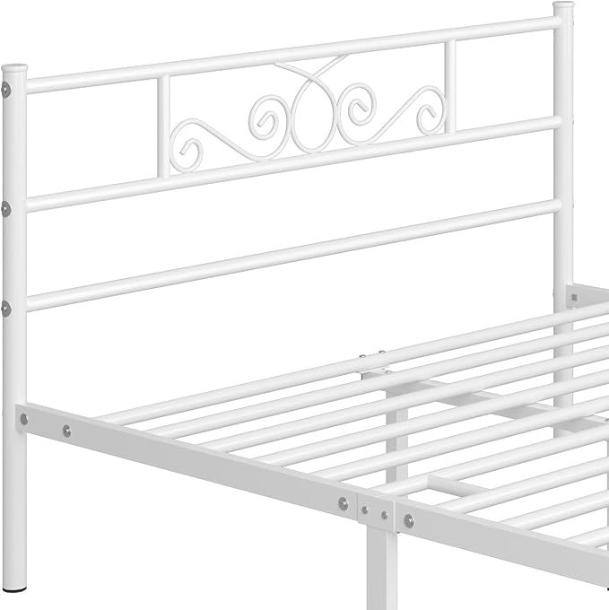 Yaheetech Full Bed Frames Metal Platform Bed with Headboard&Footboard for Bedrooms/No Box Spring Needed/Easy Assembly/Underbed Space: 12.6"/White Full Bed