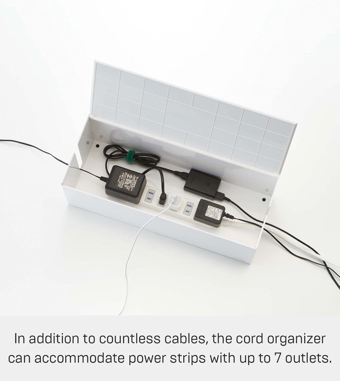 Yamazaki Home Cable Box - Outlet Cord Storage Organizer, Cover Protector, ABS Plastic, One Size, White