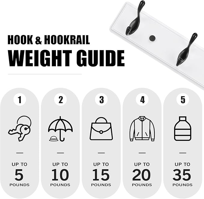 Wooden Coat Rack, Wall-Mounted Organizer for Closet, Entryway, Hallway, Foyer, Bedroom, Heavy Duty Double Hooks for Hanging Towels, Bags, Hats, Jackets, Key (WhiteBlack, 4 Hooks)