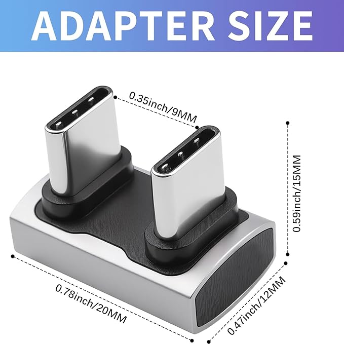 Duttek 240W USB C 180 Degree Adapter (40Gbps Data, 8K@60Hz Video) U Shape Type C Male to Male Adapter, USB C Angle for Thunderbolt 4/3, Switch, Laptop, Tablet, iPhone 16 15 2Pack