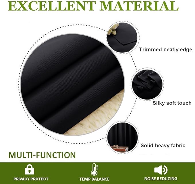 NICETOWN Room Separating Divider, Room Divider Curtains Screen Partition, Function Thermal Blackout Patio Door Curtain Panel, Sliding Door Insulated Curtain, Black, 8.3ft Wide x 8ft Long