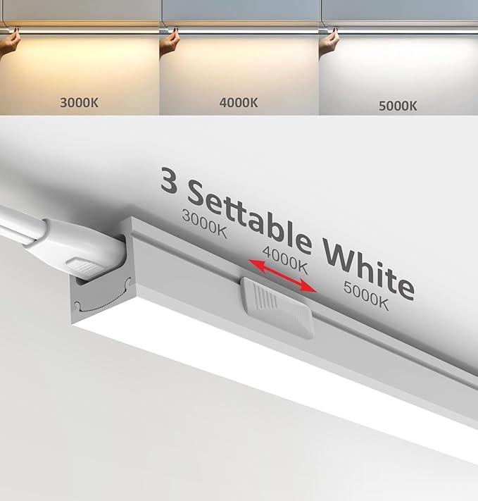 Under Cabinet Lighting Plug in, 32 Inch 2 Pcs, Linkable AC120V 3CCT 3000K/4000K/5000K Ultra Slim, LED Under Cabinet Lights for Counter Light, Kitchen, Shelf, Sink, Workshop, Desk, White