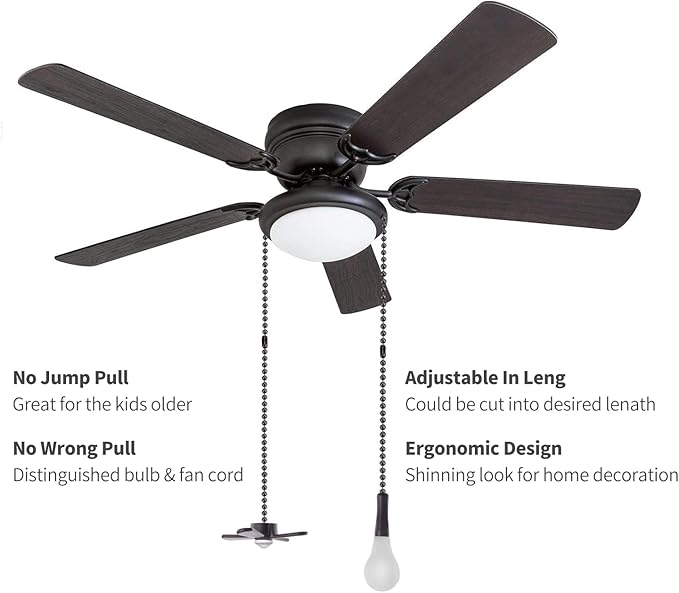 Ceiling Fan Pull Chain, 2 pieces 3mm Diameter Beaded Ball Fan Pull Chain, 12 Inches Fan Pulls Set with Connector (ORB)