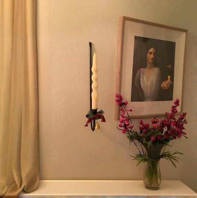 Wall Candle Holder Set of 2, Modern Candle Sconces Wall Mount Metal Holders Hanging Candle Pillar Holder for Living Room, Wedding, Farmhouse, Fireplace, Matte Black