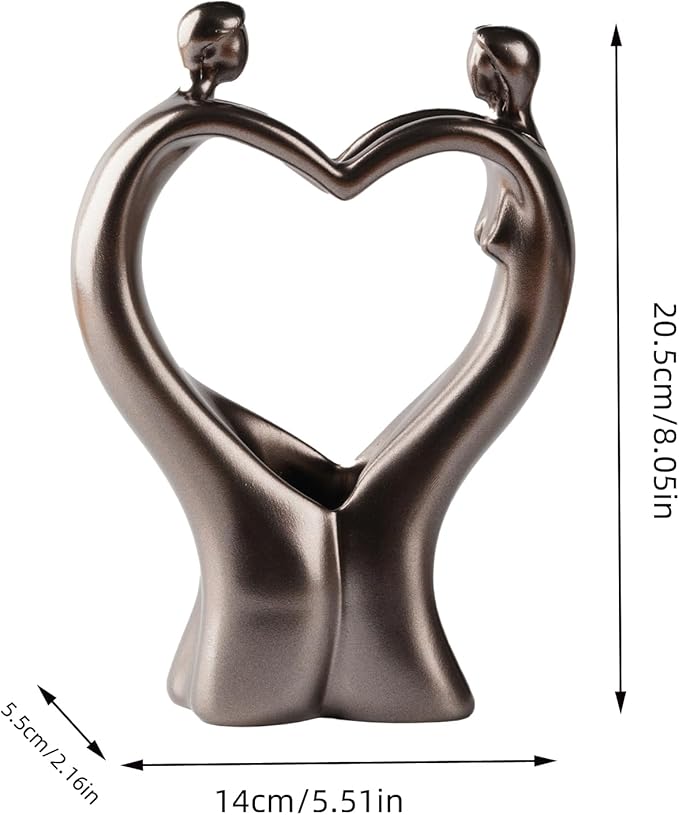 Artistic Heart-Shaped Couple Embrace Statue, 8-Inch Tall Romantic Sculpture - Meaningful Valentine's Day, for Wife, Husband, Couples - Elegant Resin Figurine for Home Decor, Wedding
