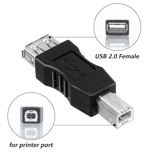 2 Pcs 2.0 A Female to USB B Male Printer Converter - USB A to B Adapter - AF/BM Adapter