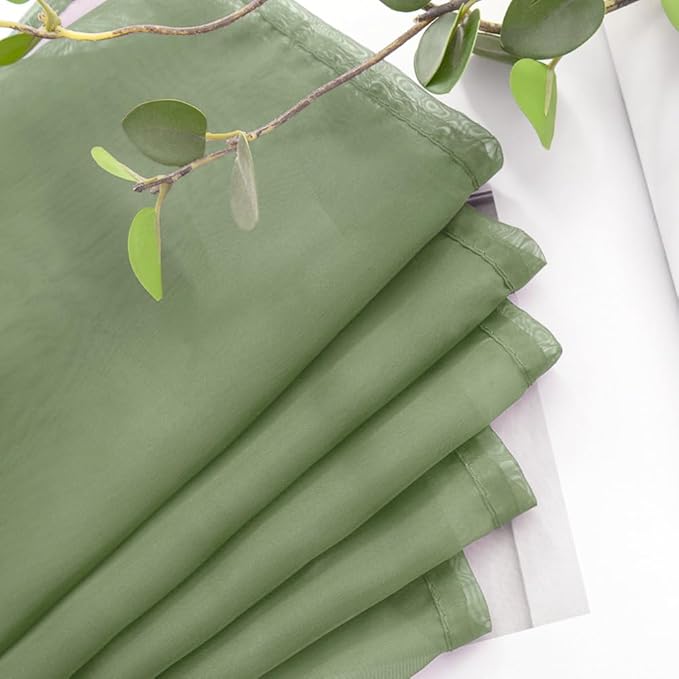 MIULEE Sheer Window Scarf Valance Extra Long Topper Spring Elegant Swag Curtains Luxury Draping Fabric for Wedding Arch Party Ceremony Canopy Bed Living Room, 54'' x 144'', 1 Panel Sage Green
