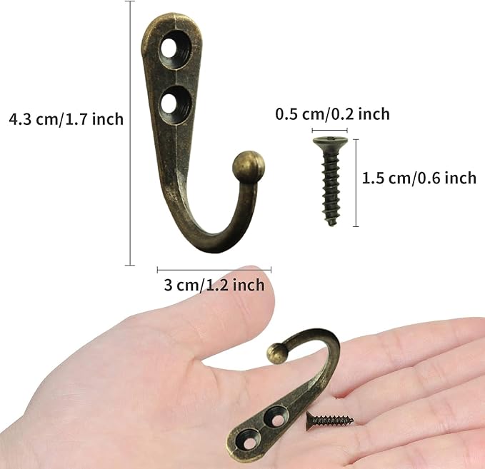 POZEAN 40 Pack Wall Hooks for Hanging, Heavy Duty Small Coat Hooks Wall Mounted for Living Room, Bathroom, Kitchen, Bedroom for Key, Cup, Bag, Hat, Scarf, and More (Bronze)