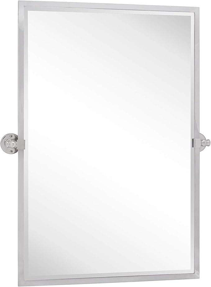 TEHOME Chrome Pivot Mirror Tilt Bathroom Mirror in Polished Nickel Tilting Beveled Vanity Mirrors in Chrome, 28.5x36''